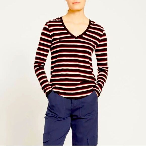 Universal Standard V-Rex Long-Sleeve Striped Tee Shirt Top Size 4XS (00-0) - Picture 1 of 7